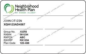 Rhode Island health insurance card
